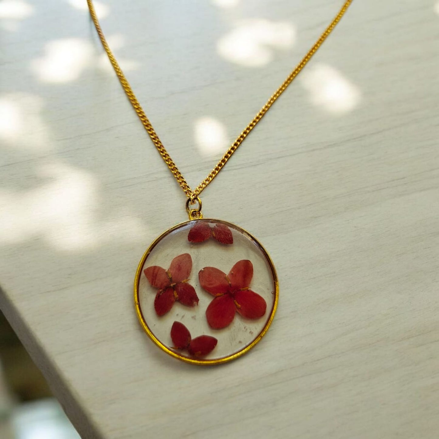 Ruby Round Floral Necklace