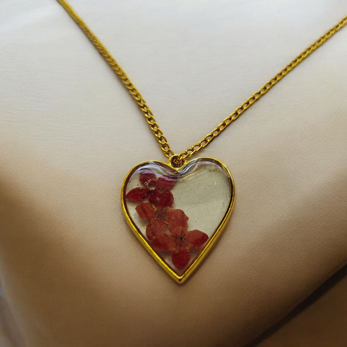 Ruby Heart Floral Necklace