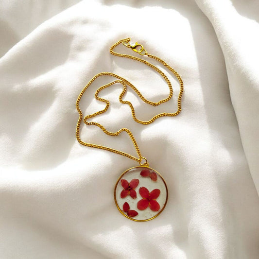 Ruby Round Floral Necklace