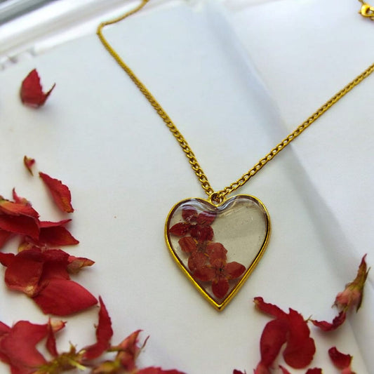 Ruby Heart Floral Necklace
