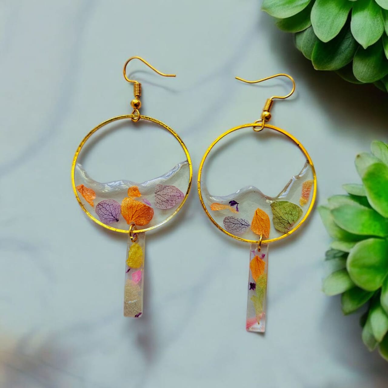 Multicolour Leaves drop Earrings