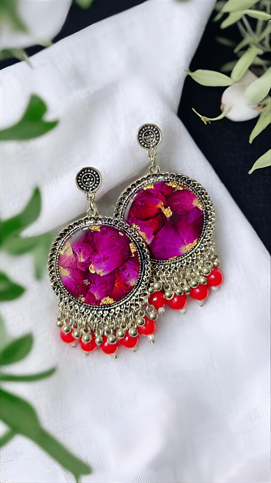 Oxidised Rose Glow Jhumkas