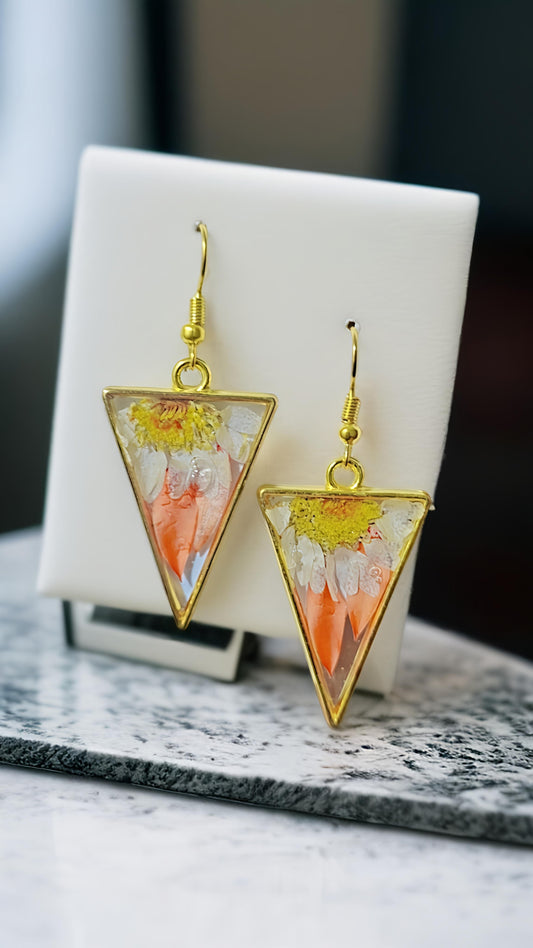 Scarlet Bloom Triangle Earrings