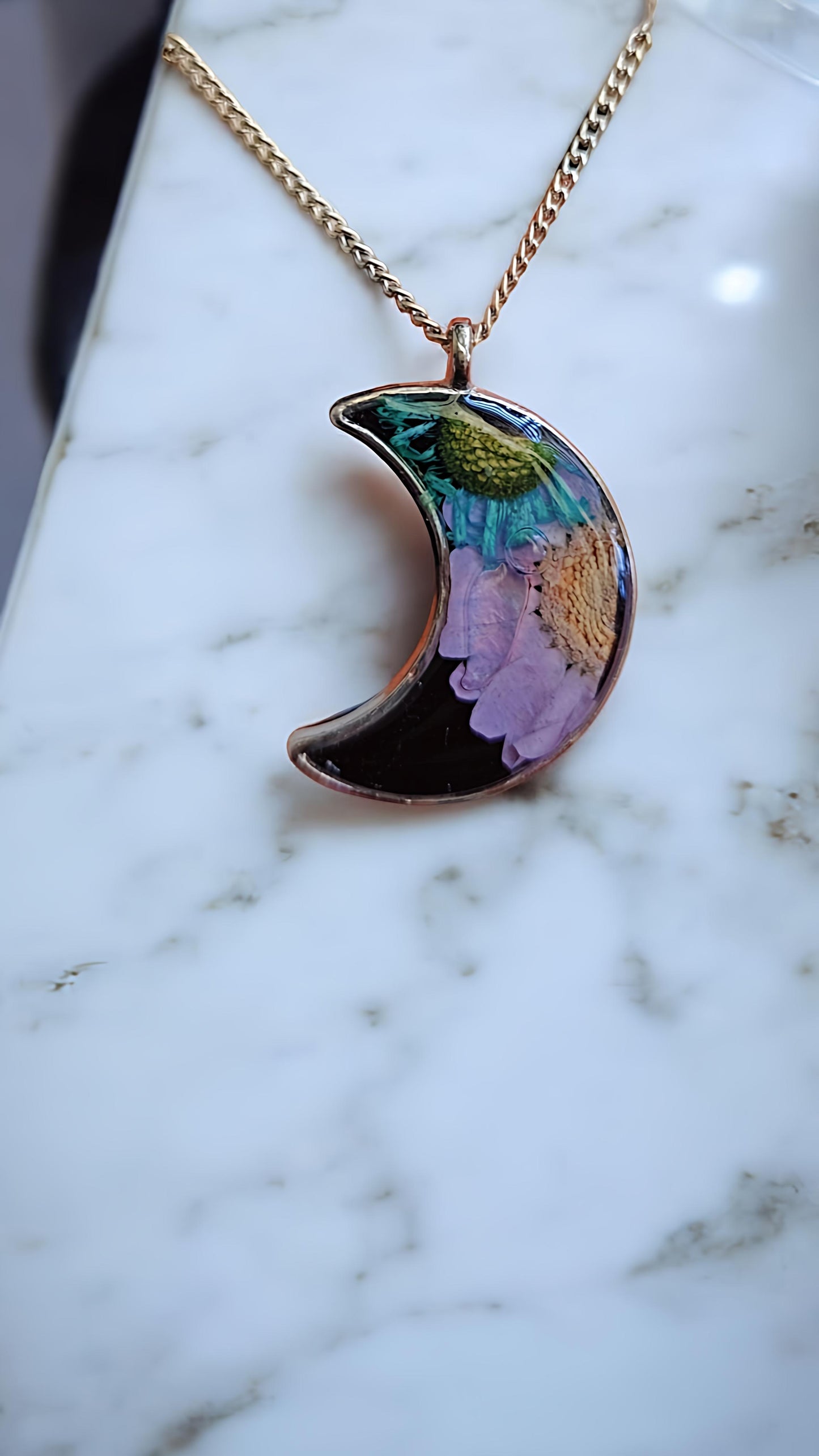 Midnight Bloom Moon Necklace 🌙