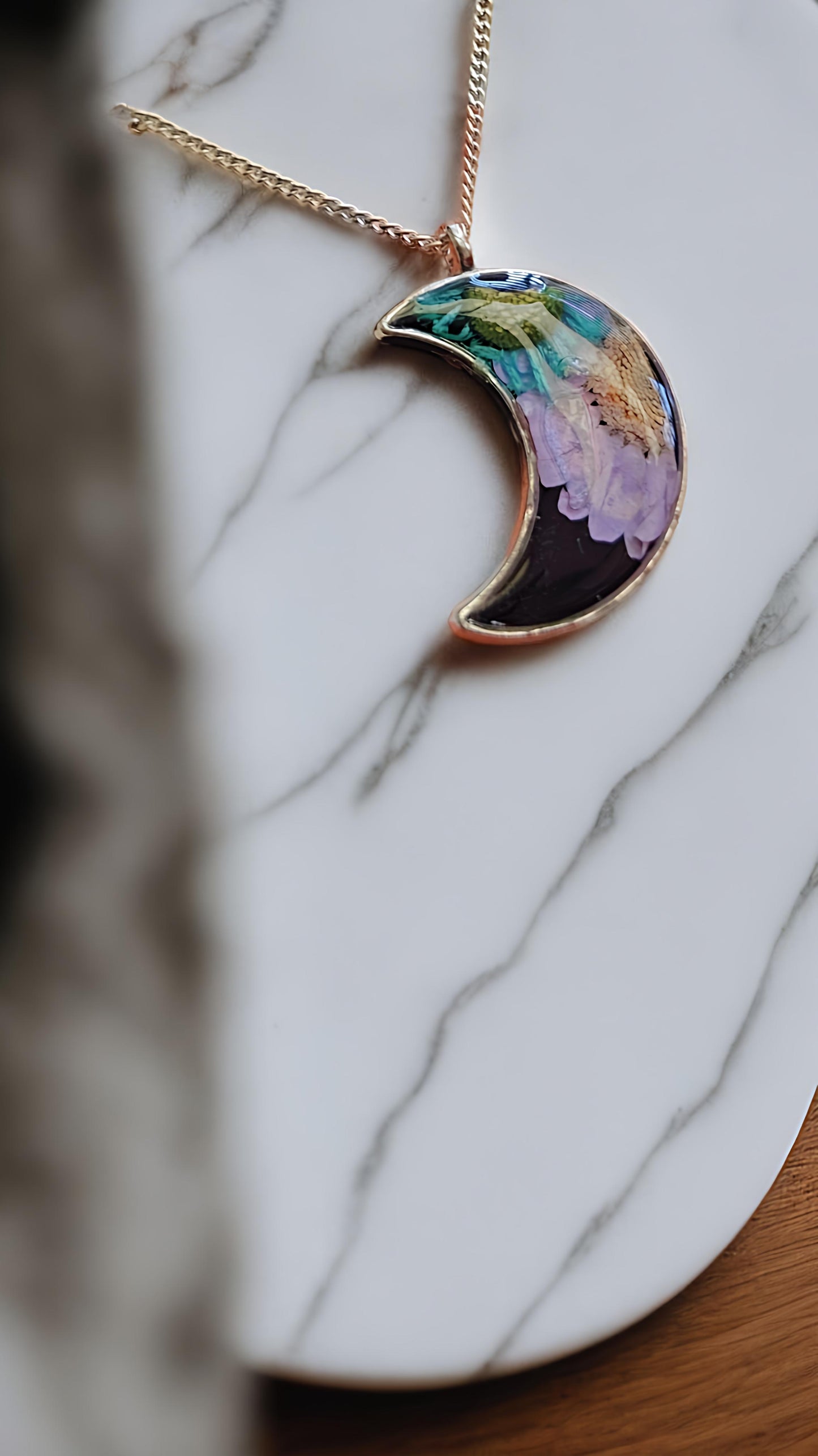 Midnight Bloom Moon Necklace 🌙