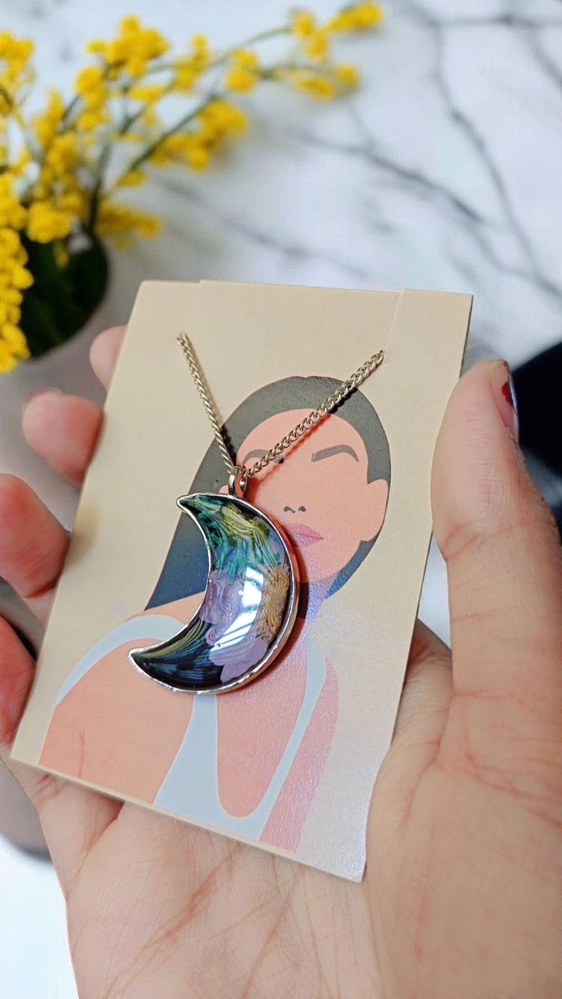 Midnight Bloom Moon Necklace 🌙