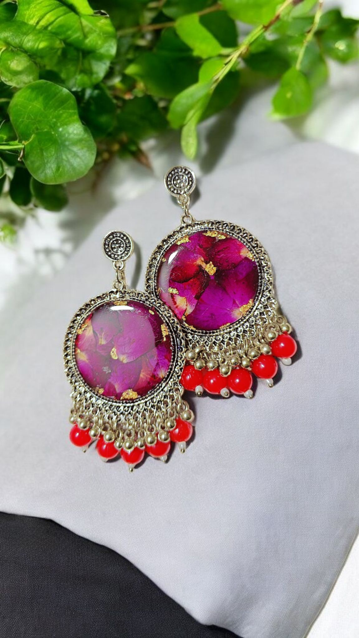 Oxidised Rose Glow Jhumkas